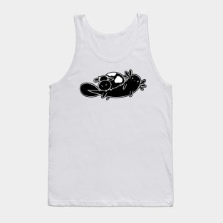 White Line Little Cow Mad Axolotl Tank Top